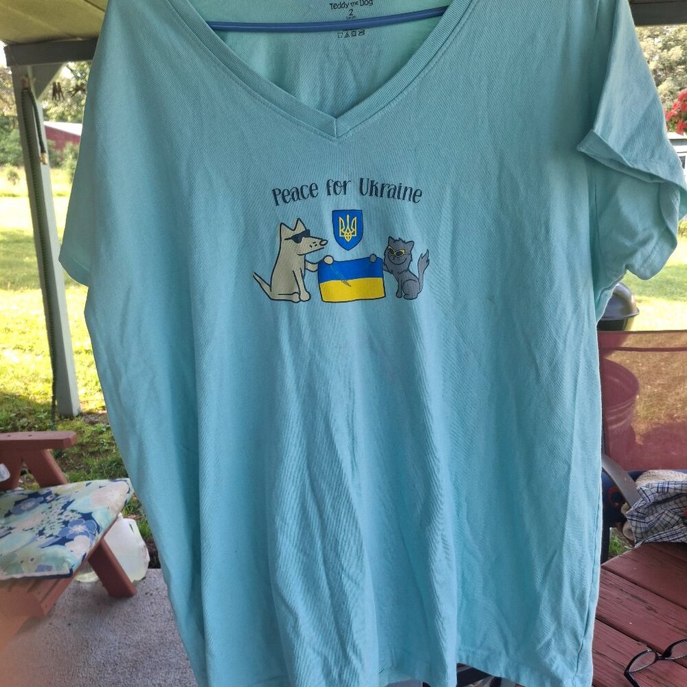Teddy the Dog Peace for Ukraine T Shirt